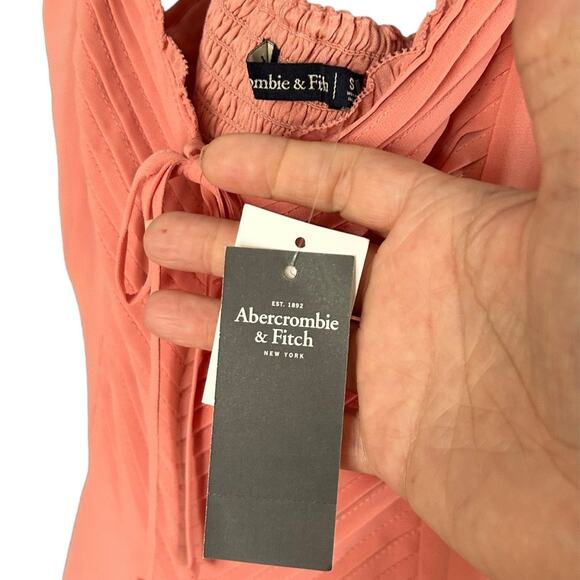 Abercrombie & Fitch Coral Pink Satin Mini Slip Dress Flowy Feminine NEW Size S - Picture 5 of 11